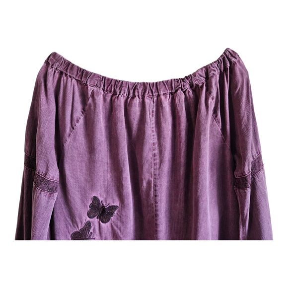 STANDARD GRACE M Boho Blouse On Off Shoulder Embroidered Frayed Hem Tencel 38" - Picture 7 of 11